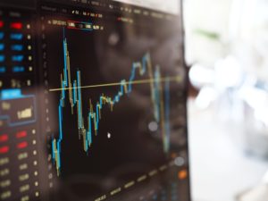 Computer screen showing stock market trends